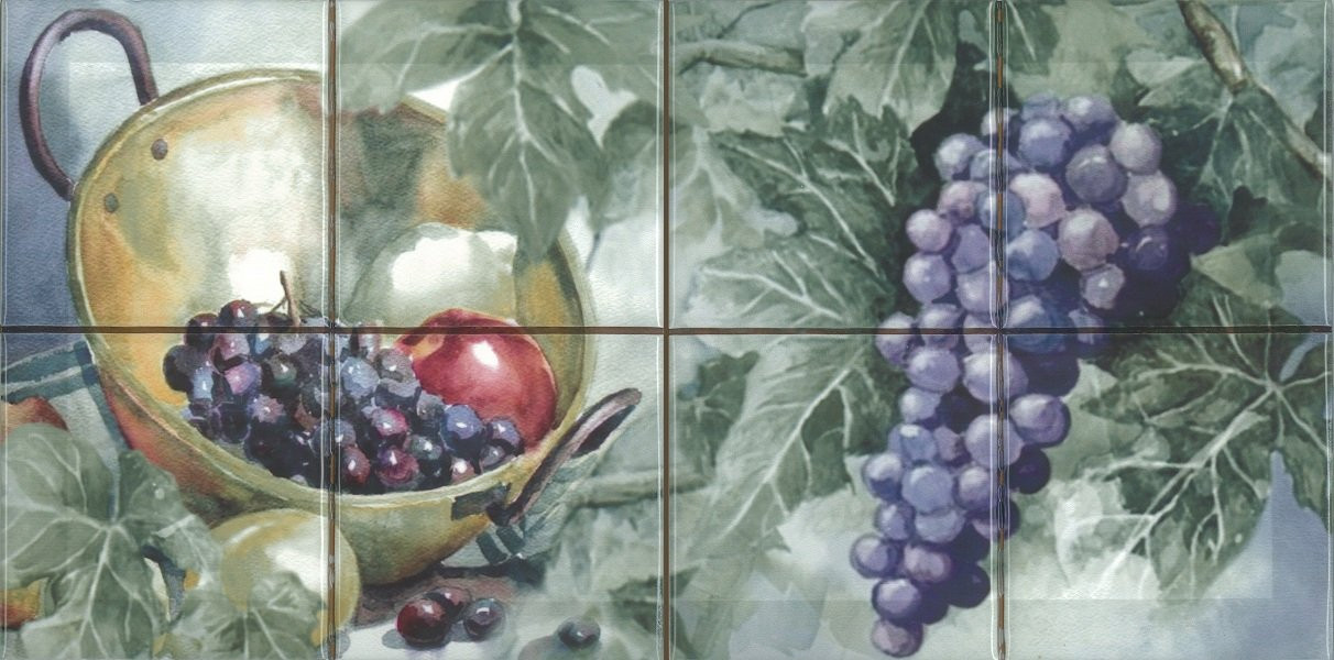 Декор Composicion Acuarela Uvas 20x40 глянцевая Absolut keramika Декор Composicion Acuarela Uvas 20x40 глянцевая Absolut keramika