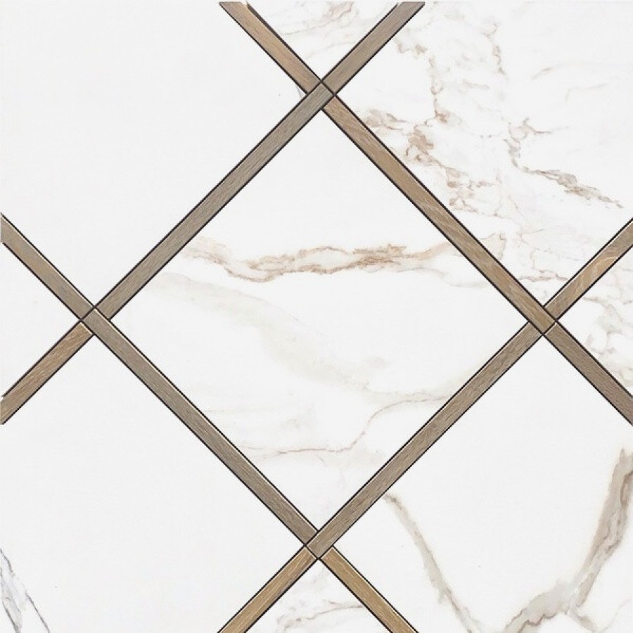 Плитка 60x60 9мм Roma Incroci Calacatta Avana Lux Flzi глянцевая белый мрамор, дерево Fap Ceramiche Плитка 60x60 9мм Roma Incroci Calacatta Avana Lux Flzi глянцевая белый мрамор, дерево Fap Ceramiche
