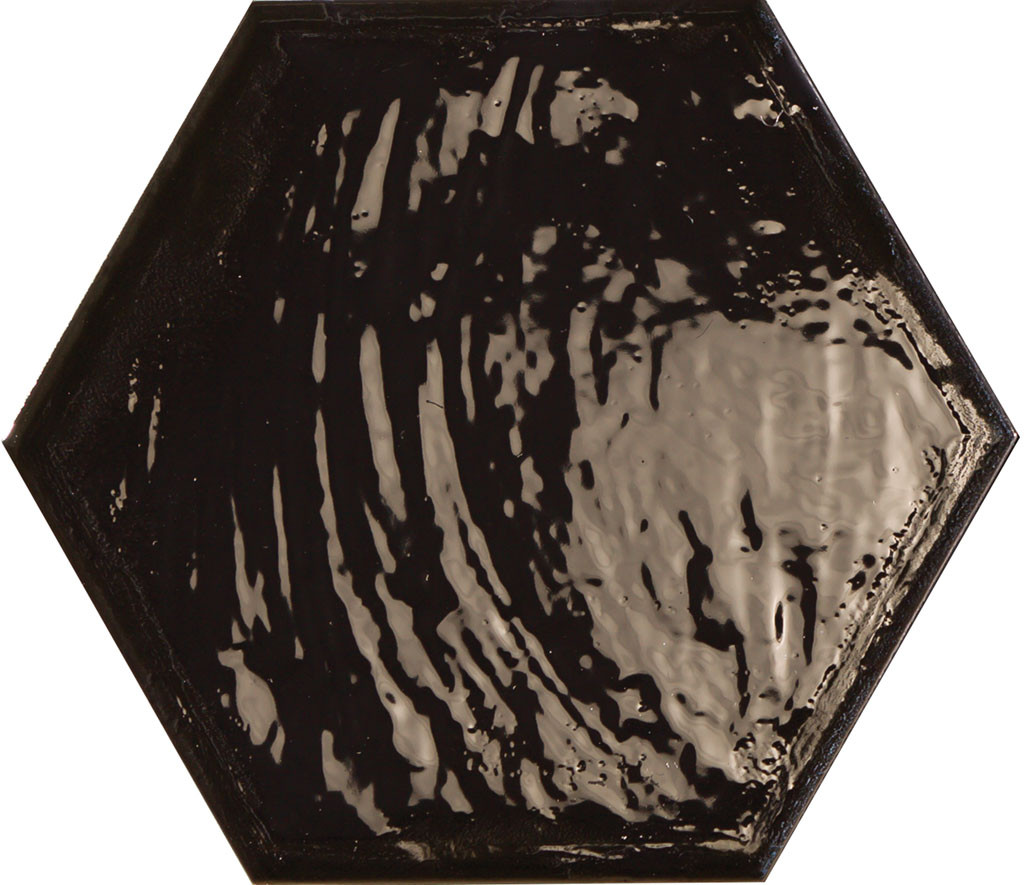 Плитка Prissmacer Rain Nero Hex глянцевая черный Плитка Prissmacer Rain Nero Hex глянцевая черный