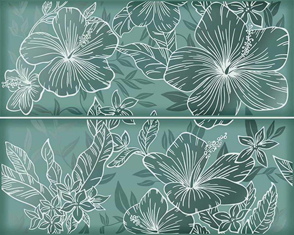 Керамическая плитка 51x40 Панно Elissa mare fiore 1c 2шт глянцевая зеленый Керлайф Керамическая плитка 51x40 Панно Elissa mare fiore 1c 2шт глянцевая зеленый Керлайф