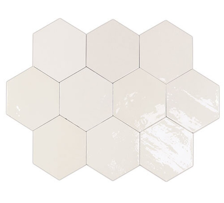 Плитка 12x11 11мм Zellige Hexa White 122078 глянцевая белый однотонная, краска, штукатурка Wow Плитка 12x11 11мм Zellige Hexa White 122078 глянцевая белый однотонная, краска, штукатурка Wow