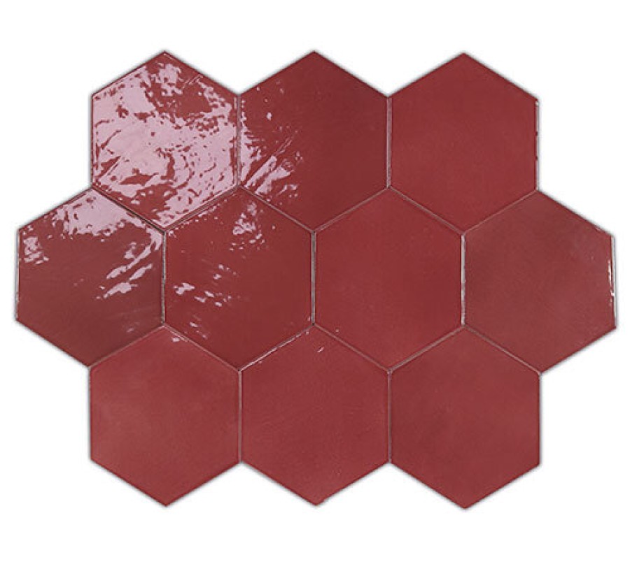 Плитка 12x11 11мм Zellige Hexa Wine 122084 глянцевая красный однотонная, краска, штукатурка Wow Плитка 12x11 11мм Zellige Hexa Wine 122084 глянцевая красный однотонная, краска, штукатурка Wow