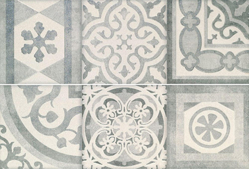 Керамическая плитка 90x30 Ros. 9512 Composicion retro II gris матовая серый Porcelanite Dos Керамическая плитка 90x30 Ros. 9512 Composicion retro II gris матовая серый Porcelanite Dos