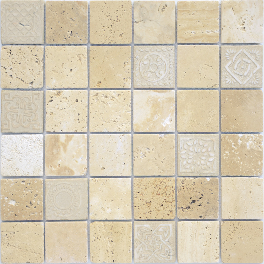 Мозаика из натурального камня Art Travertino Beige MAT 48x48x8 LeeDo Мозаика из натурального камня Art Travertino Beige MAT 48x48x8 LeeDo