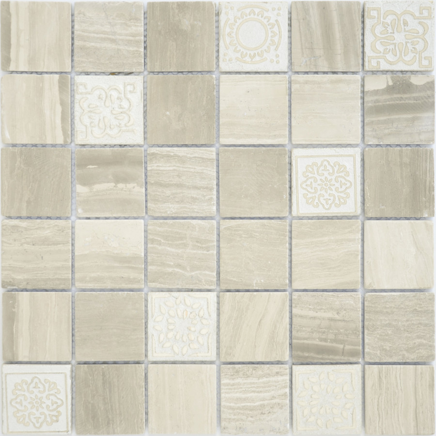 Мозаика из натурального камня Art Travertino Silver MAT 48x48x8 LeeDo Мозаика из натурального камня Art Travertino Silver MAT 48x48x8 LeeDo