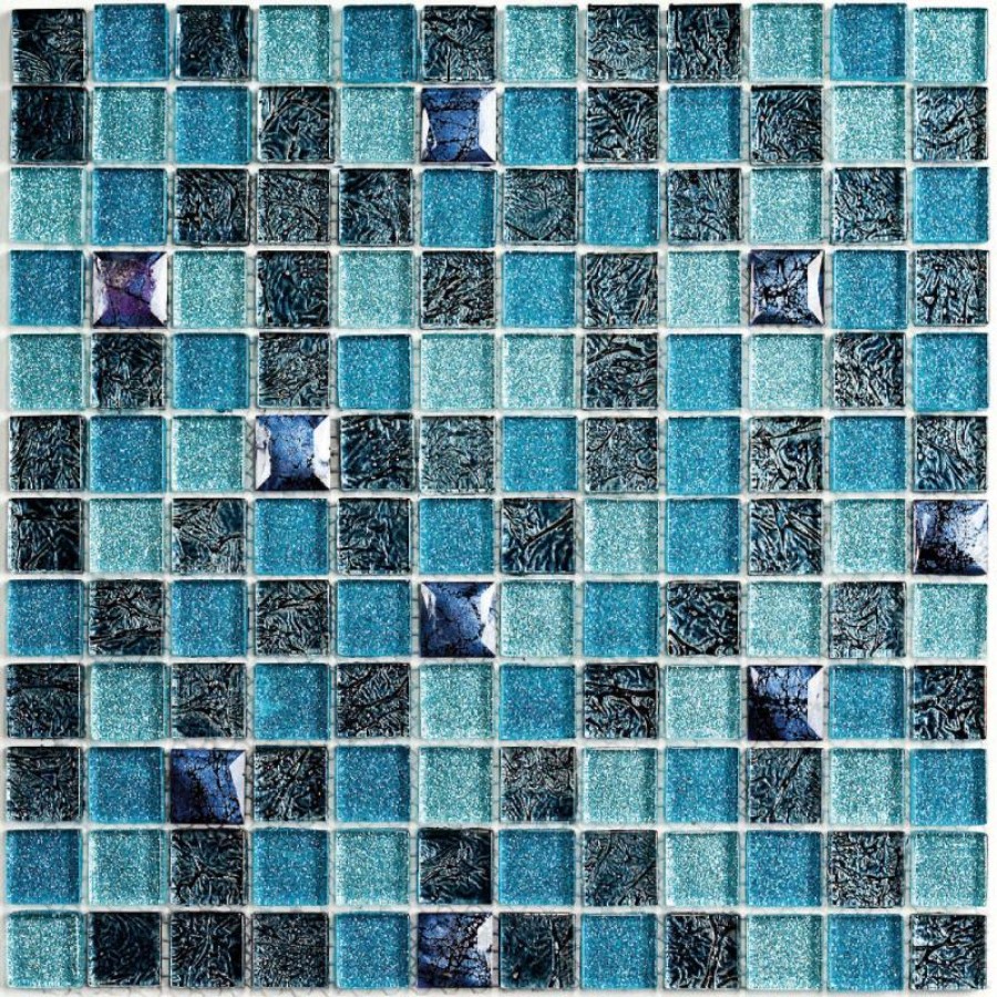Мозаика 30x30 8мм Плитка декоративная стеклянная Satin Blue/Сатин синий 23*23 бирюзовый Bonaparte Мозаика 30x30 8мм Плитка декоративная стеклянная Satin Blue/Сатин синий 23*23 бирюзовый Bonaparte