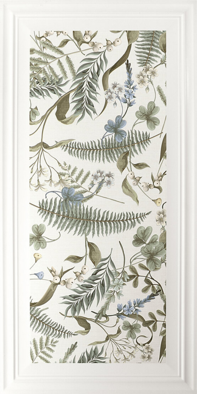 Плитка 120x60 Bellagio Dec Argegno Bianco Rect матовая листья белый Ape Плитка 120x60 Bellagio Dec Argegno Bianco Rect матовая листья белый Ape