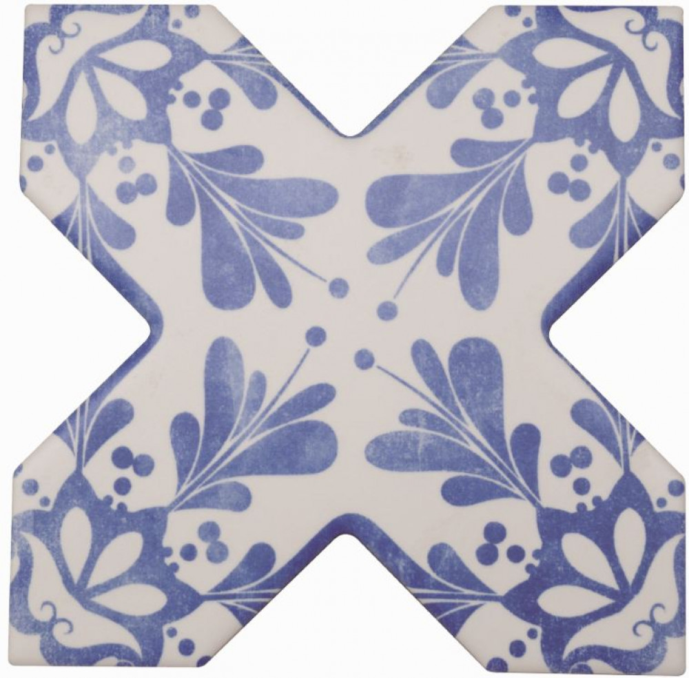 Керамогранит Cevica 13x13 Becolors Cross Dec. Stencil Electric Blue матовая Керамогранит Cevica 13x13 Becolors Cross Dec. Stencil Electric Blue матовая